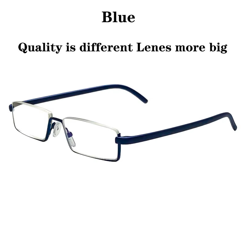 Metal Anti-Blue Light Reading Glasses Men Half Frame Prescription Eyeglasses Male TR90 Eyewear with Case Óculos +1.75
