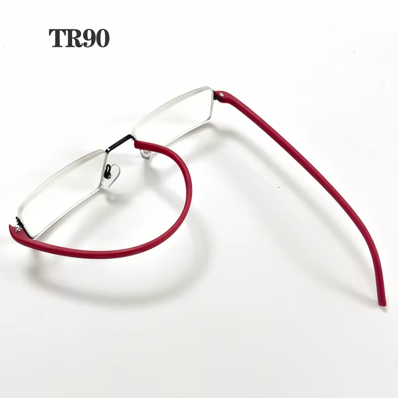 Metal Anti-Blue Light Reading Glasses Men Half Frame Prescription Eyeglasses Male TR90 Eyewear with Case Óculos +1.75