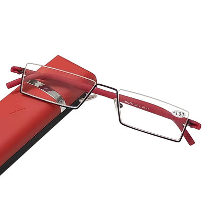 Metal Anti-Blue Light Reading Glasses Men Half Frame Prescription Eyeglasses Male TR90 Eyewear with Case Óculos +1.75